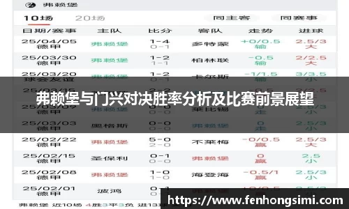 弗赖堡与门兴对决胜率分析及比赛前景展望